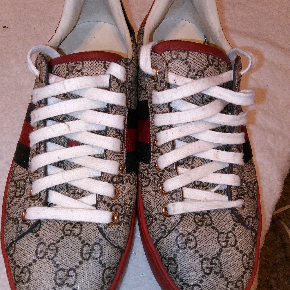 Gucci Red and White Designer Sneakers